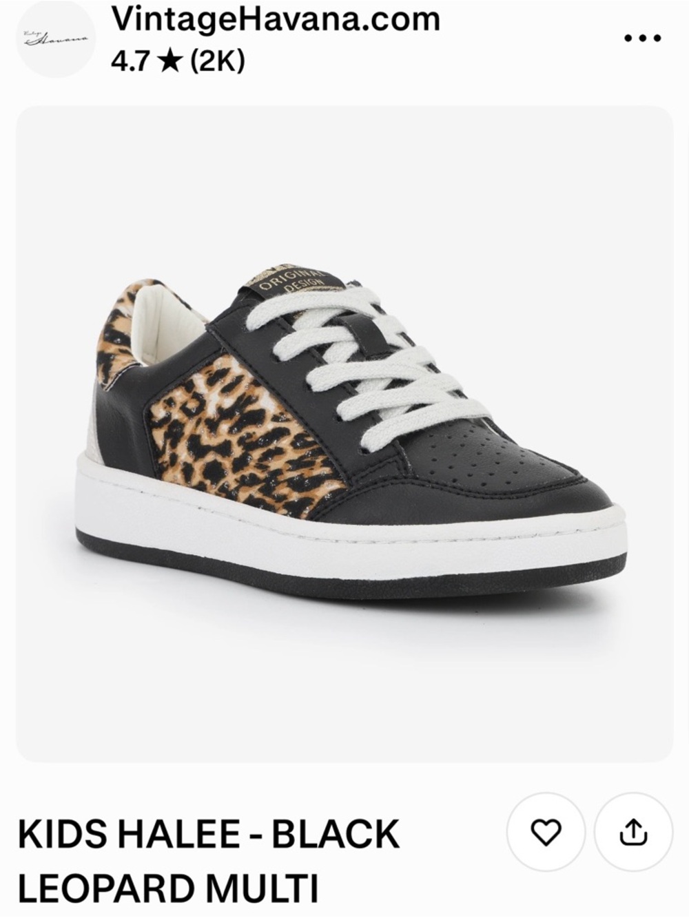 Vintage Havana Kids Halee Sneaker - Black & Leopard Multi